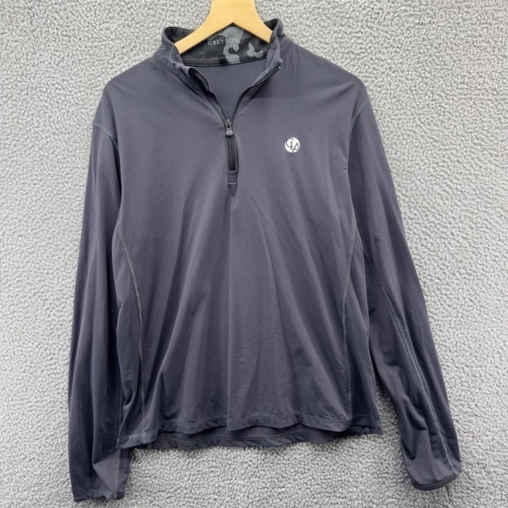 Greyson Pullover Mens Medium Gray Quarter Zip Golf Performance Stretch LA Logo